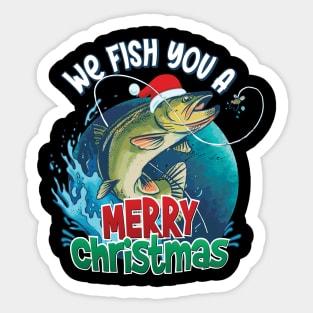 Fish You A Merry Christmas - Funny Fishing Christmas Design Sticker